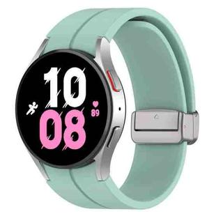 For Samsung Galaxy Watch7 40 / 44mm Magnetic Folding Silver Buckle Silicone Watch Band(Teal Green)