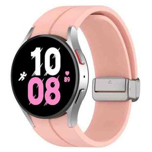 For Samsung Galaxy Watch7 40 / 44mm Magnetic Folding Silver Buckle Silicone Watch Band(Light Pink)