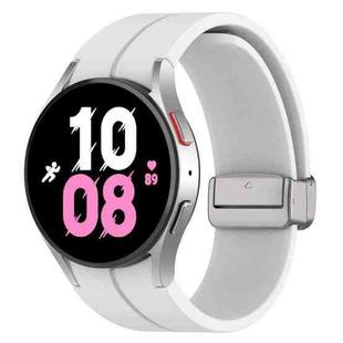 For Samsung Galaxy Watch7 40 / 44mm Magnetic Folding Silver Buckle Silicone Watch Band(White)
