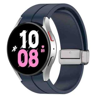 For Samsung Galaxy Watch7 40 / 44mm Magnetic Folding Silver Buckle Silicone Watch Band(Midnight Blue)