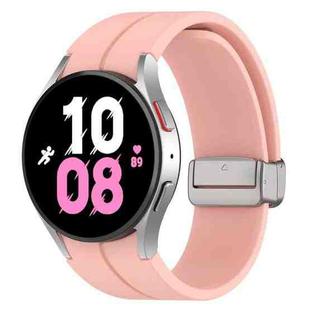 For Samsung Galaxy Watch FE 40mm Magnetic Folding Silver Buckle Silicone Watch Band(Light Pink)