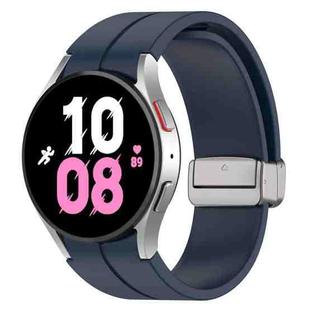 For Samsung Galaxy Watch FE 40mm Magnetic Folding Silver Buckle Silicone Watch Band(Midnight Blue)