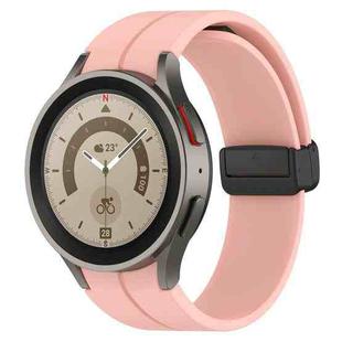 For Samsung Galaxy Watch FE 40mm Magnetic Folding Black Buckle Silicone Watch Band(Light Pink)