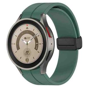 For Samsung Galaxy Watch FE 40mm Magnetic Folding Black Buckle Silicone Watch Band(Dark Green)