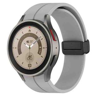 For Samsung Galaxy Watch FE 40mm Magnetic Folding Black Buckle Silicone Watch Band(Light Gray)