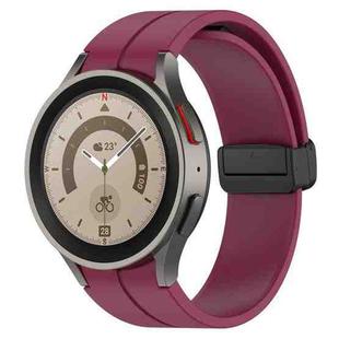 For Samsung Galaxy Watch FE 40mm Magnetic Folding Black Buckle Silicone Watch Band(Wine Red)