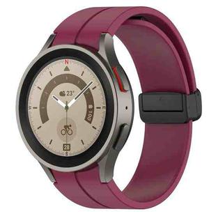 For Samsung Galaxy Watch7 40 / 44mm Magnetic Folding Black Buckle Silicone Watch Band(Wine Red)