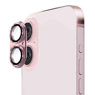 For iPhone 16 / 16 Plus ENKAY Aluminium Alloy Tempered Glass Lens Cover Film(Pink)