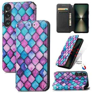 For Sony Xperia 1 VI CaseNeo Colorful Magnetic Leather Phone Case(Purple Scales)