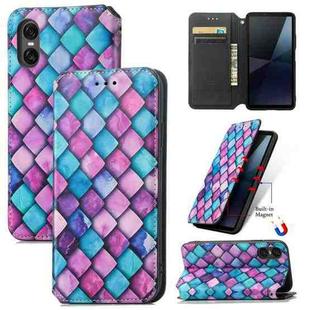 For Sony Xperia 10 VI CaseNeo Colorful Magnetic Leather Phone Case(Purple Scales)