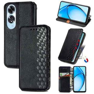 For OPPO A60 Cubic Grid Pressed Magnetic Leather Phone Case(Black)