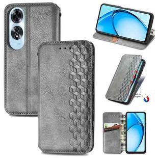 For OPPO A60 Cubic Grid Pressed Magnetic Leather Phone Case(Gray)