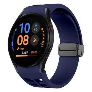 Fof Samsung Galaxy Watch FE 40mm Richard Magnetic Folding Black Buckle Silicone Watch Band(Midnight Blue)