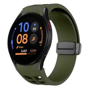 Fof Samsung Galaxy Watch FE 40mm Richard Magnetic Folding Black Buckle Silicone Watch Band(Army Green)