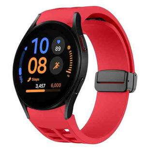 Fof Samsung Galaxy Watch FE 40mm Richard Magnetic Folding Black Buckle Silicone Watch Band(Red)