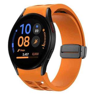Fof Samsung Galaxy Watch FE 40mm Richard Magnetic Folding Black Buckle Silicone Watch Band(Orange)