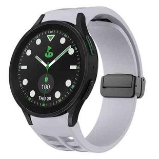For Sansung Galaxy Watch 5 Pro Golf Edition Richard Magnetic Folding Black Buckle Silicone Watch Band(Light Gray)