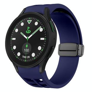 For Sansung Galaxy Watch 5 Pro Golf Edition Richard Magnetic Folding Black Buckle Silicone Watch Band(Midnight Blue)