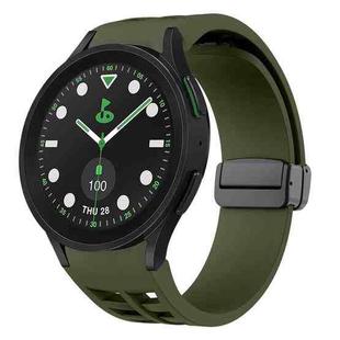 For Sansung Galaxy Watch 5 Pro Golf Edition Richard Magnetic Folding Black Buckle Silicone Watch Band(Army Green)