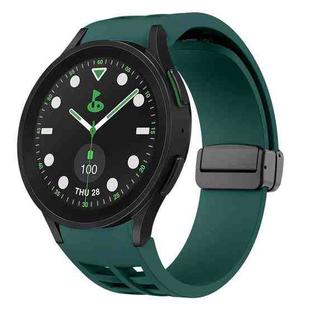 For Sansung Galaxy Watch 5 Pro Golf Edition Richard Magnetic Folding Black Buckle Silicone Watch Band(Dark Green)