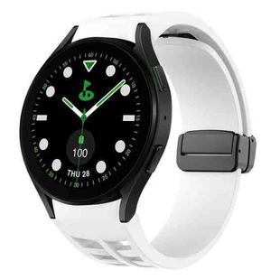 For Samsung Galaxy Watch 5 Golf Edition Richard Magnetic Folding Black Buckle Silicone Watch Band(White)