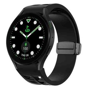 For Samsung Galaxy Watch 5 Golf Edition Richard Magnetic Folding Black Buckle Silicone Watch Band(Black)