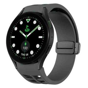 For Samsung Galaxy Watch 5 Golf Edition Richard Magnetic Folding Black Buckle Silicone Watch Band(Space gray)