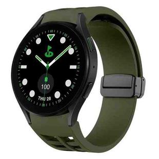 For Samsung Galaxy Watch 5 Golf Edition Richard Magnetic Folding Black Buckle Silicone Watch Band(Army Green)