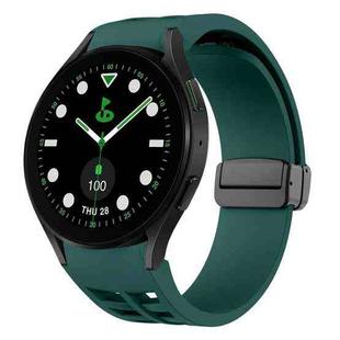 For Samsung Galaxy Watch 5 Golf Edition Richard Magnetic Folding Black Buckle Silicone Watch Band(Dark Green)