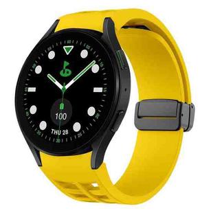 For Samsung Galaxy Watch 5 Golf Edition Richard Magnetic Folding Black Buckle Silicone Watch Band(Yellow)