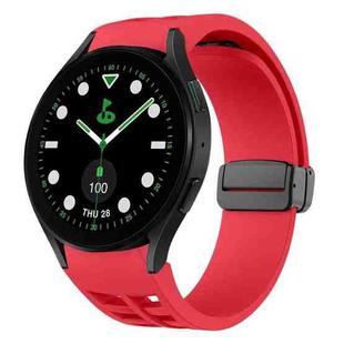 For Samsung Galaxy Watch 5 Golf Edition Richard Magnetic Folding Black Buckle Silicone Watch Band(Red)