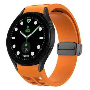 For Samsung Galaxy Watch 5 Golf Edition Richard Magnetic Folding Black Buckle Silicone Watch Band(Orange)