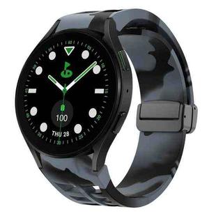 For Samsung Galaxy Watch 5 Golf Edition Richard Magnetic Folding Black Buckle Silicone Watch Band(Black Gray Camouflage)