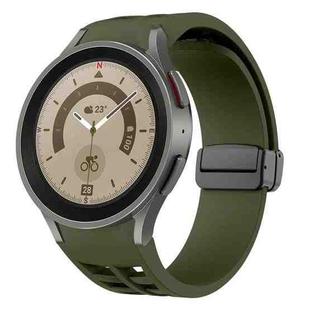 For Sansung Galaxy Watch 5 Pro 45mm Richard Magnetic Folding Black Buckle Silicone Watch Band(Army Green)