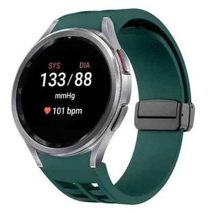 For Samsung Galaxy Watch 7 40 / 44mm Richard Magnetic Folding Black Buckle Silicone Watch Band(Dark Green)