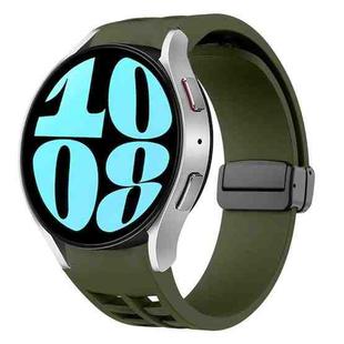 For Samsung Galaxy Watch 6 40 / 44mm Richard Magnetic Folding Black Buckle Silicone Watch Band(Army Green)