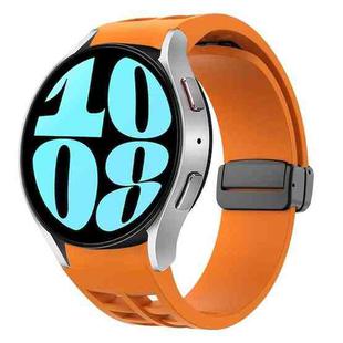 For Samsung Galaxy Watch 6 40 / 44mm Richard Magnetic Folding Black Buckle Silicone Watch Band(Orange)