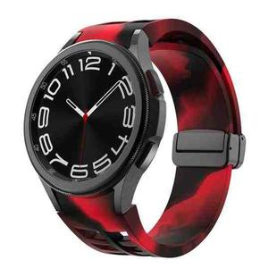 For Samsung Galaxy Watch 6 40 / 44mm Richard Magnetic Folding Black Buckle Silicone Watch Band(Black Red Camouflage)