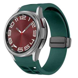 For Samsung Galaxy Watch 6 class 43 / 47mmic Richard Magnetic Folding Black Buckle Silicone Watch Band(Dark Green)