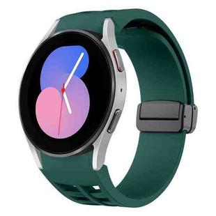 For Samsung Galaxy Watch 5 40 / 44mm Richard Magnetic Folding Black Buckle Silicone Watch Band(Dark Green)