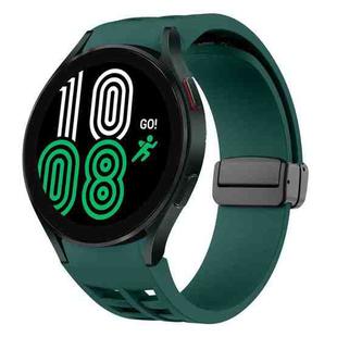 Fou Samsung Galaxy Watch 4 40 / 44mm Richard Magnetic Folding Black Buckle Silicone Watch Band(Dark Green)