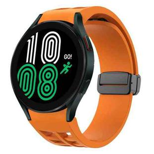 Fou Samsung Galaxy Watch 4 40 / 44mm Richard Magnetic Folding Black Buckle Silicone Watch Band(Orange)