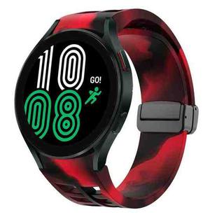Fou Samsung Galaxy Watch 4 40 / 44mm Richard Magnetic Folding Black Buckle Silicone Watch Band(Black Red Camouflage)