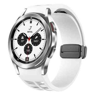 For Samsung Galaxy Watch 4 classic 42 / 46mm Richard Magnetic Folding Black Buckle Silicone Watch Band(White)