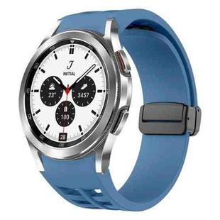 For Samsung Galaxy Watch 4 classic 42 / 46mm Richard Magnetic Folding Black Buckle Silicone Watch Band(Blue)