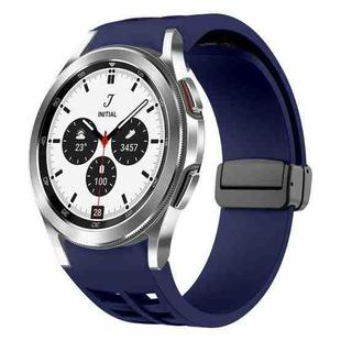 For Samsung Galaxy Watch 4 classic 42 / 46mm Richard Magnetic Folding Black Buckle Silicone Watch Band(Midnight Blue)