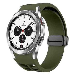 For Samsung Galaxy Watch 4 classic 42 / 46mm Richard Magnetic Folding Black Buckle Silicone Watch Band(Army Green)