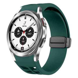 For Samsung Galaxy Watch 4 classic 42 / 46mm Richard Magnetic Folding Black Buckle Silicone Watch Band(Dark Green)