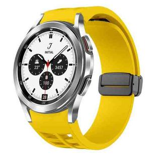 For Samsung Galaxy Watch 4 classic 42 / 46mm Richard Magnetic Folding Black Buckle Silicone Watch Band(Yellow)