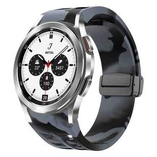 For Samsung Galaxy Watch 4 classic 42 / 46mm Richard Magnetic Folding Black Buckle Silicone Watch Band(Black Gray Camouflage)